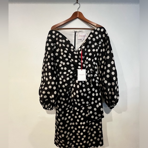 Carolina Herrera Puff Slv Wide V Neck Dress - Picture 7 of 7